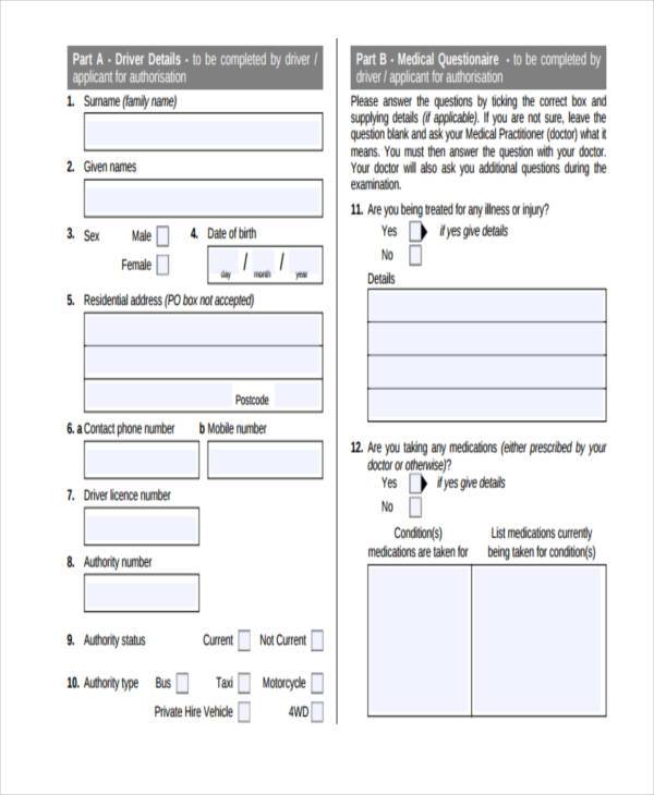 driver interview assessment form