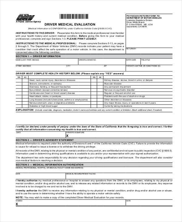 FREE 7+ Medical Evaluation Forms in PDF | MS Word