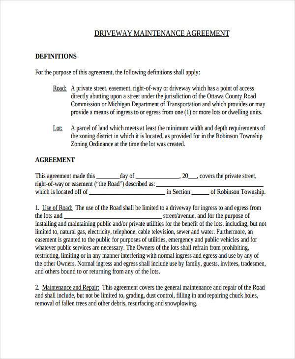 FREE 9+ Road Maintenance Agreement Forms in PDF MS Word