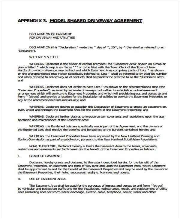 driveway shared easement agreement form example