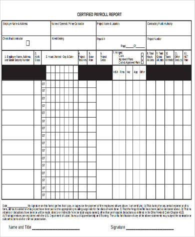 editable certified payroll report form