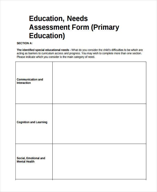 Free 8 Education Assessment Form Samples In Pdf Ms Word 2766