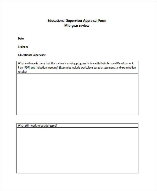 educational supervisor appraisal form