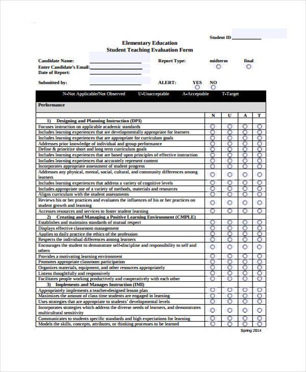 FREE 10 Student Evaluation Forms In PDF MS Word