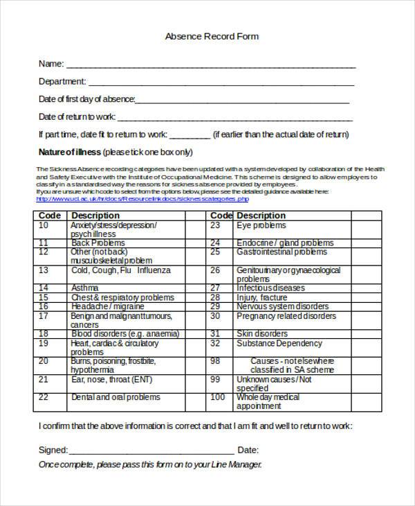 FREE 8 Sample Employee Absence Forms In PDF MS Word FREE 8 Sample Employee Absence Forms In PDF MS Word