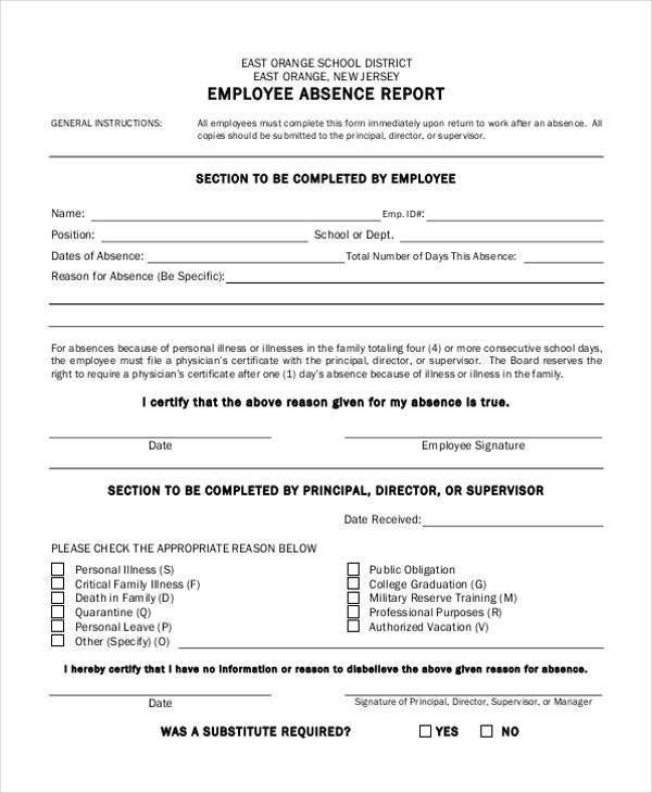 employee absence report form1