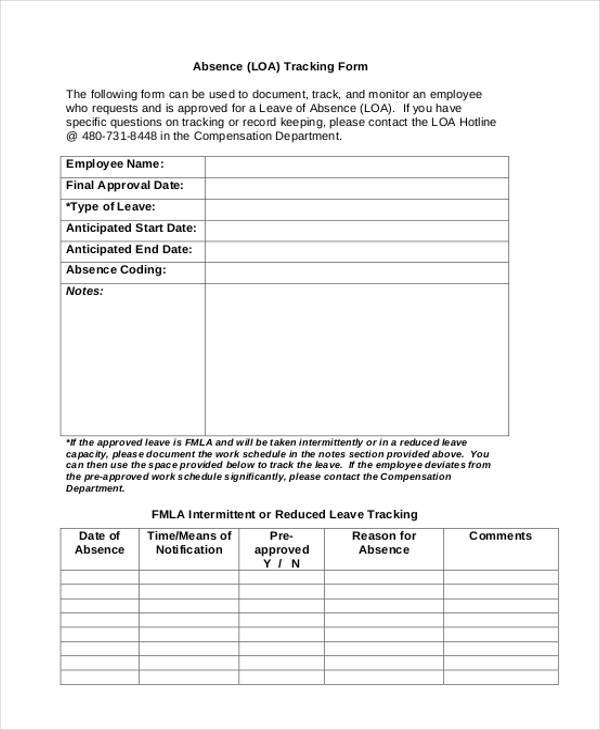 employee absence tracking form