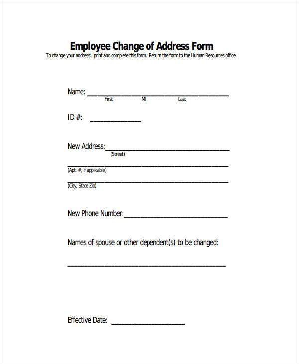 Change Of Address Form Template