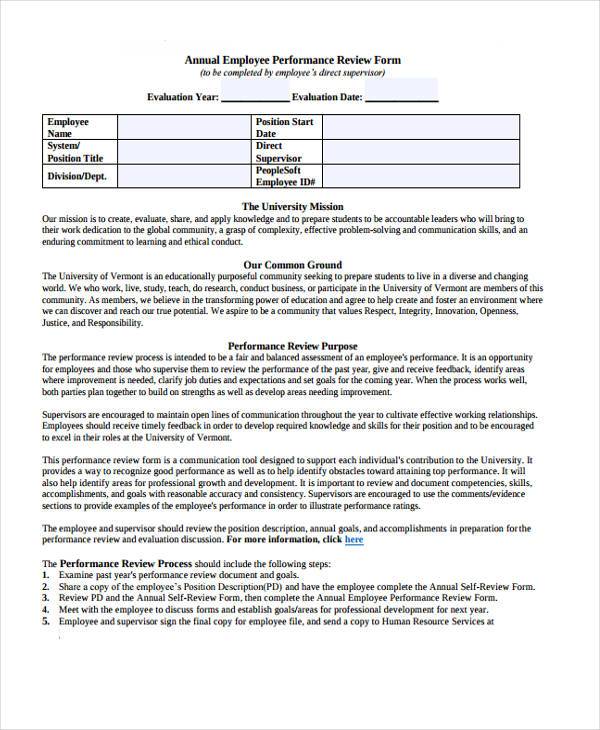 employee annual review form