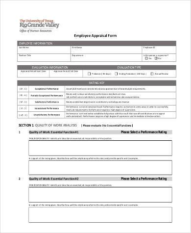 employee appraisal form example
