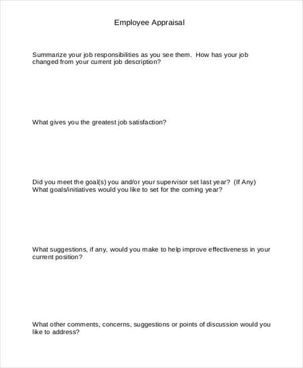 employee appraisal format in pdf