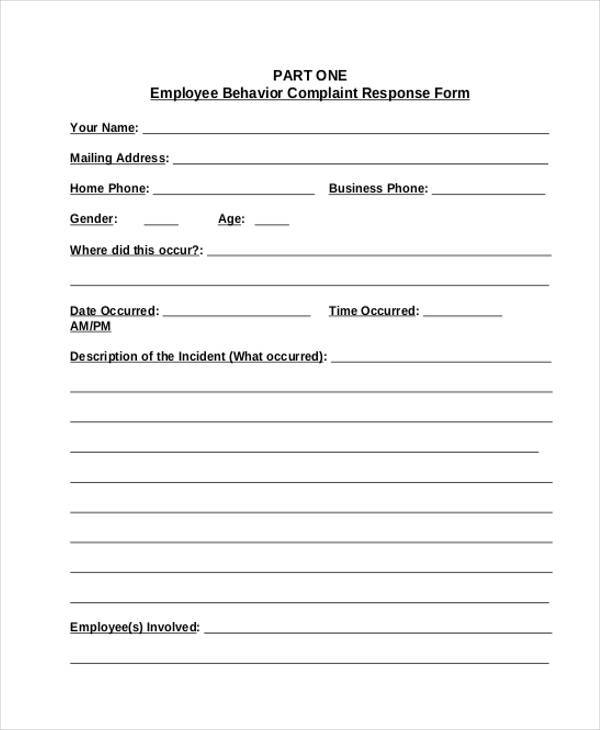 employee behavior complaint form1