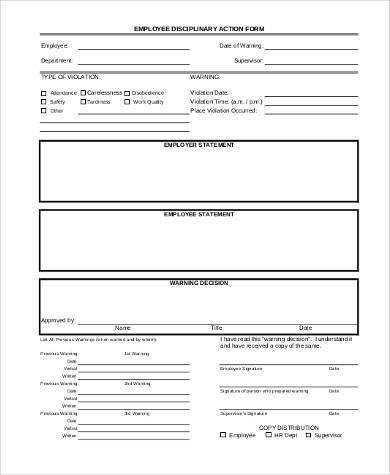 employee disciplinary action form