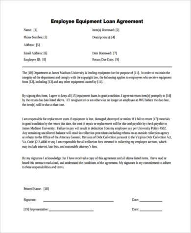 employee equipment loan agreement