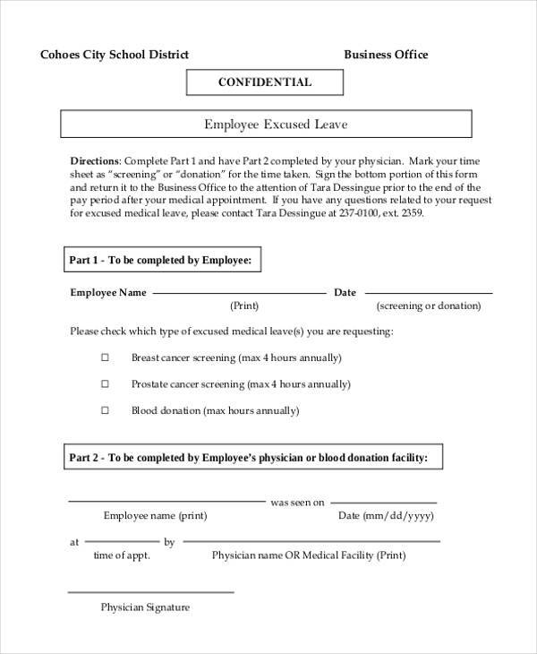 employee excused absence form