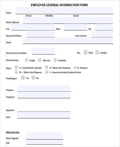 employee general information form