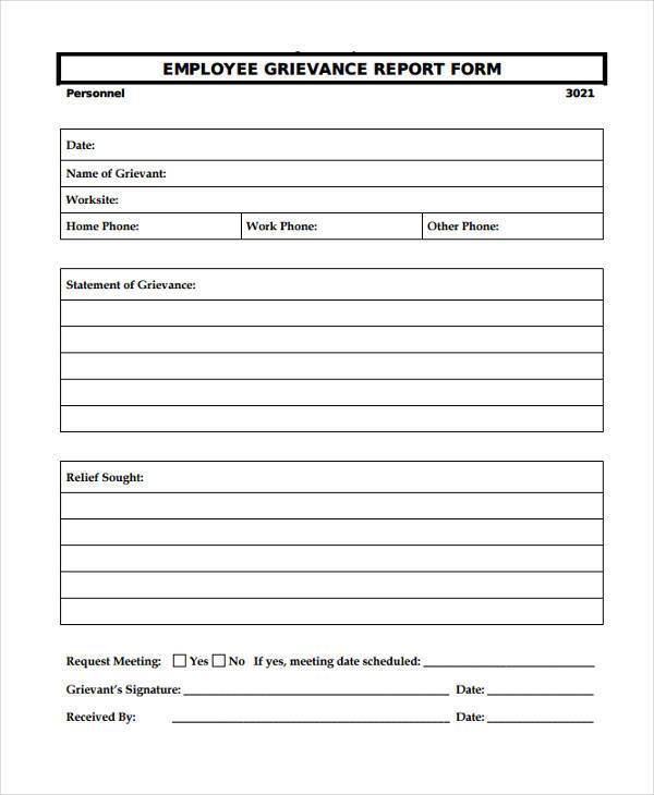 Printable Grievance Form Template