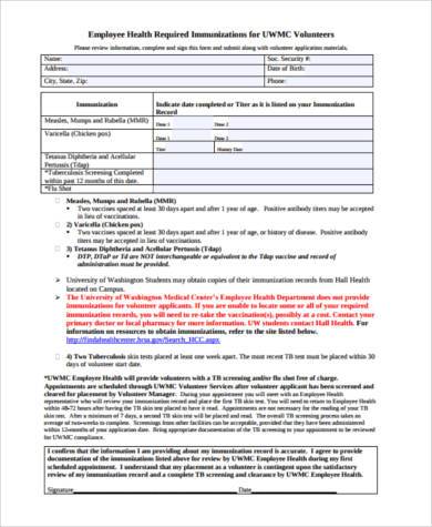 employee health form in pdf