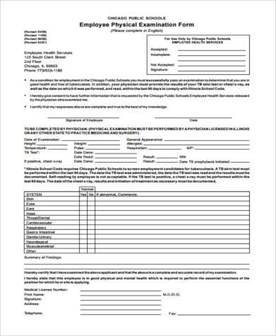 employee health physical form