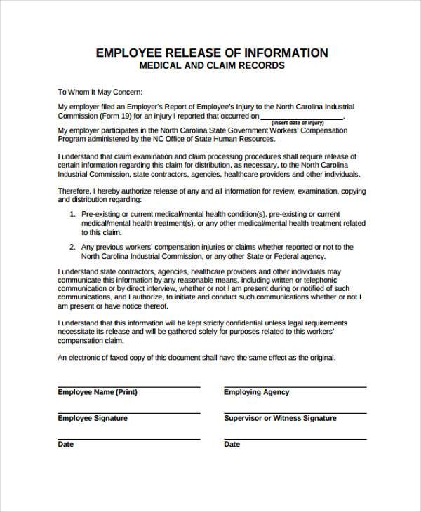  Employee Information Release Authorization Form Free Word Templates 