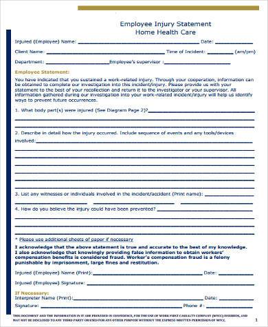 employee injury statement form
