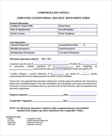 employee loan repayment agreement