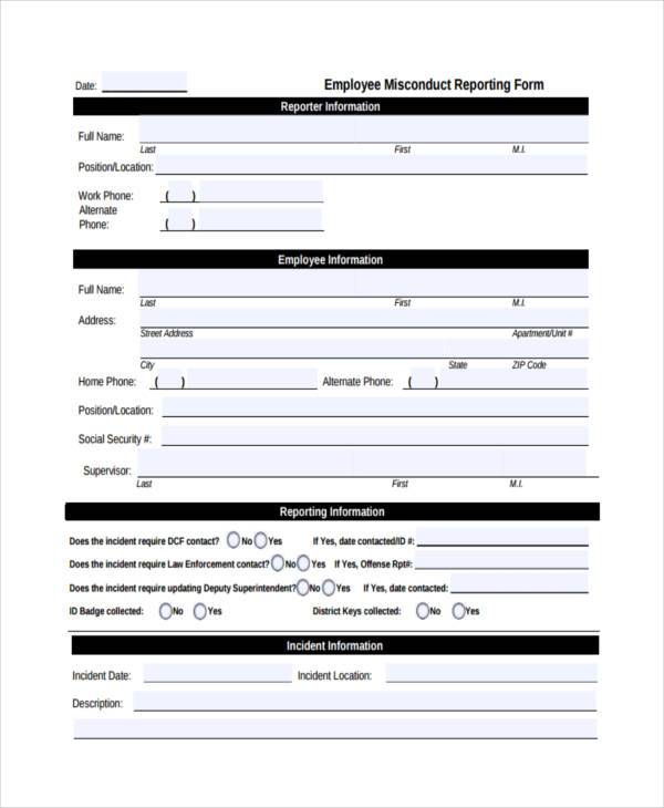 free-8-sample-employee-misconduct-forms-in-pdf-ms-word