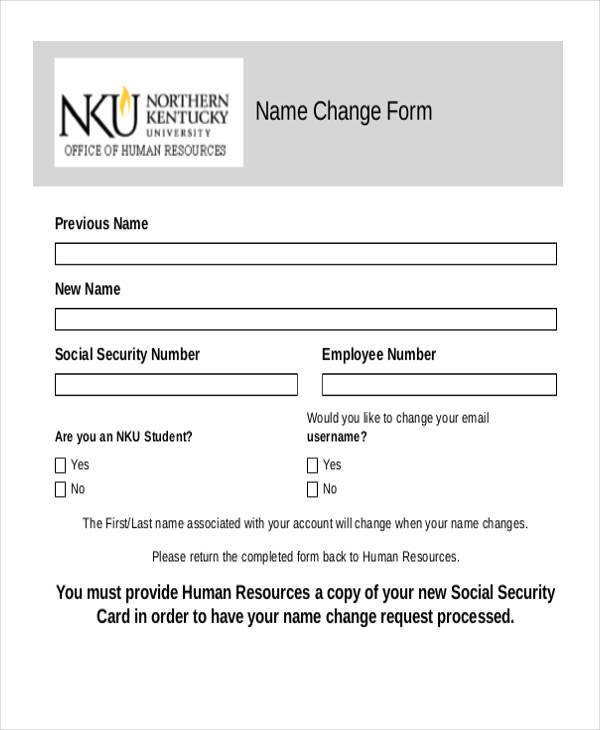 employee name change form example