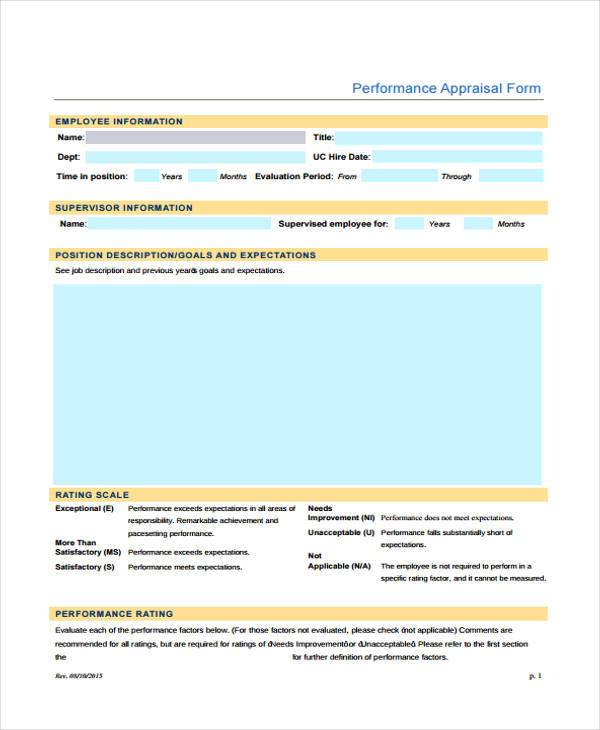 employee performance appraisal evaluation form1
