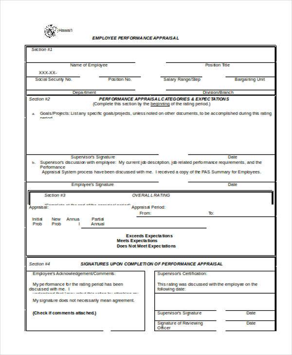 employee performance appraisal form1