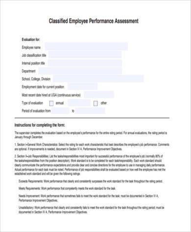 employee performance assessment form