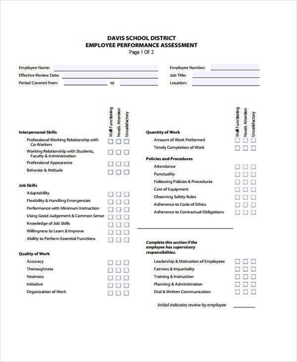 employee performance assessment form3