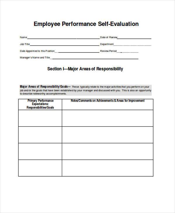 employee performance self evaluation form in doc