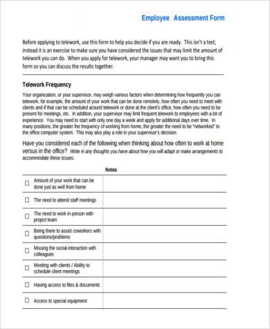 employee personal assessment form