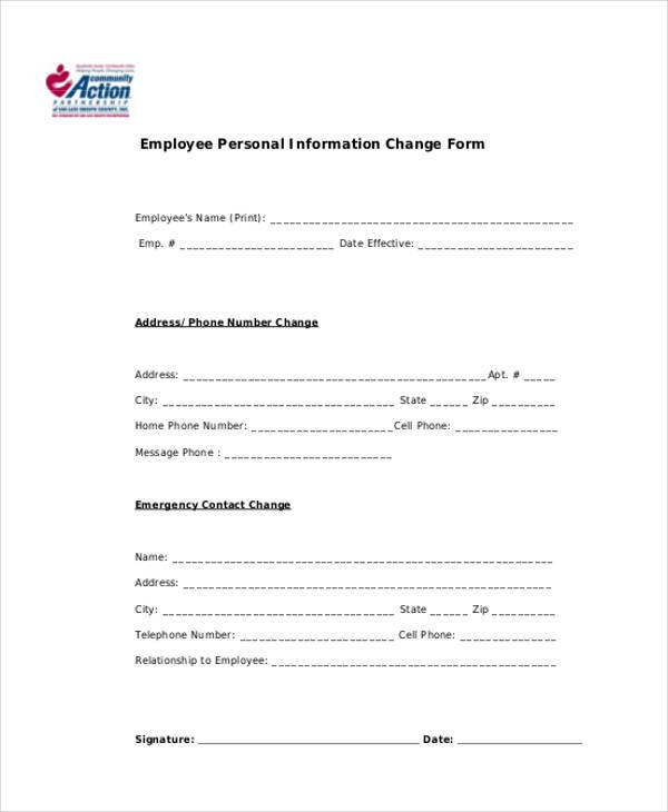 FREE 9+ Sample Employee Personal Information Forms in PDF | Excel | MS Word