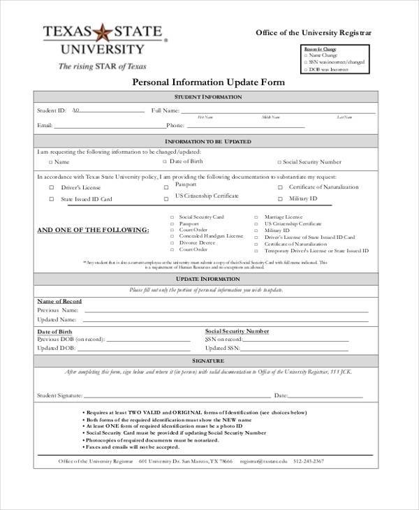 FREE 9 Sample Employee Personal Information Forms In PDF Excel MS Word