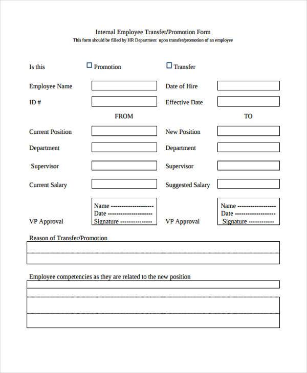 employee promotion form example