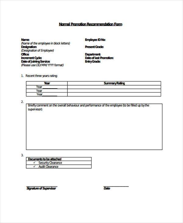 Sample Recommendation Letter For Promotion Employee Collection Letter 