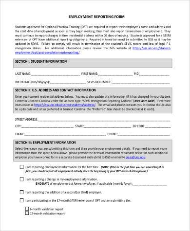 employee report form example