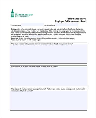 employee self assessment form example