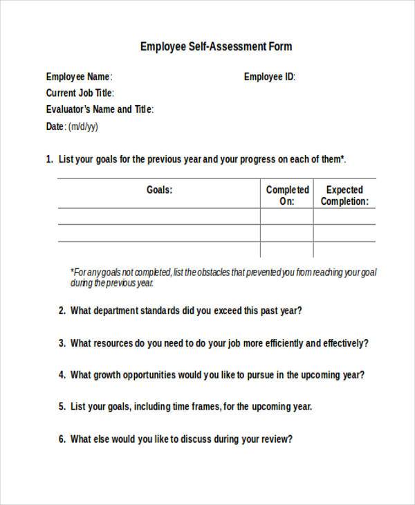 Free 29 Sample Blank Assessment Forms In Pdf Ms Word Excel 7465
