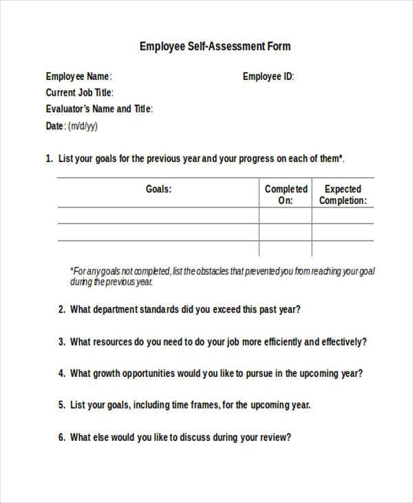 FREE 29+ Sample Blank Assessment Forms in PDF | MS Word | Excel