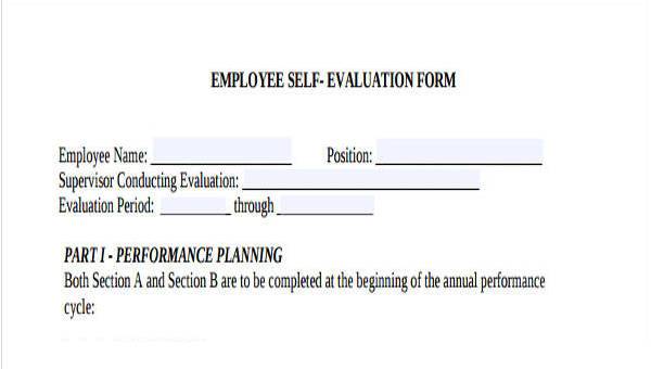 Free 8 Employee Self Evaluation Forms In Pdf Ms Word Excel