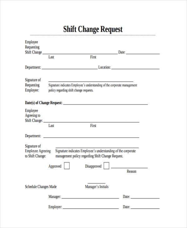 FREE 6 Sample Employee Shift Change Forms In PDF MS Word
