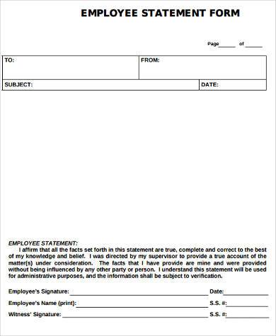 employee statement form example