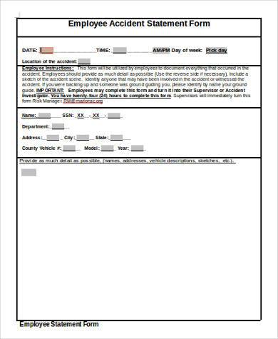 employee statement form in word format