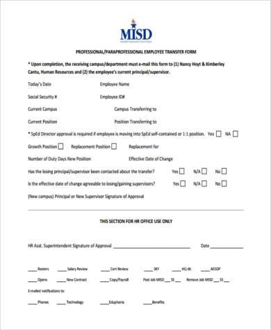 employee transfer form in pdf