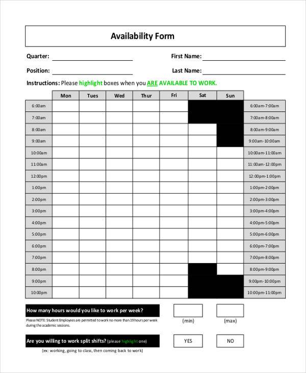 free-9-sample-employee-availability-forms-in-pdf-ms-word