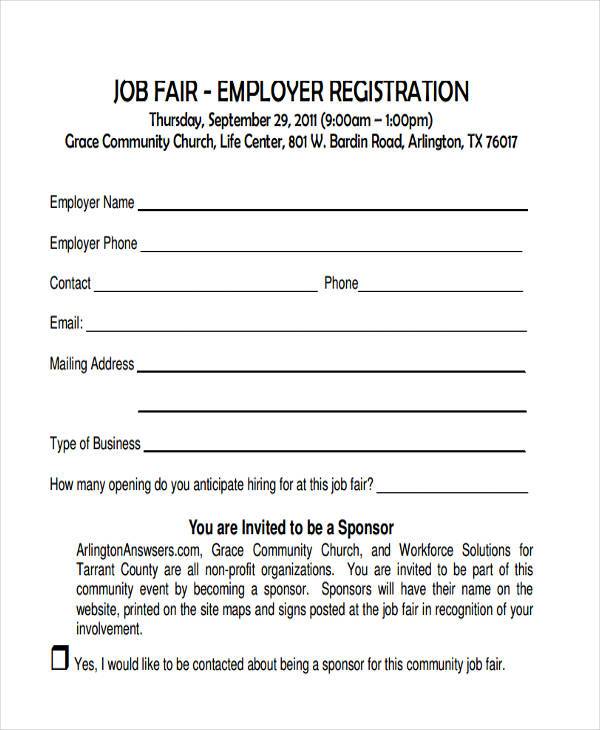 employer job fair registration form