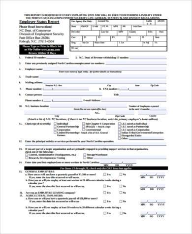 employer status report form